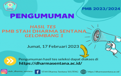 Hasil Seleksi Penerimaan Mahasiswa Baru STAH Dharma Sentana Sulawesi Tengah 2023/2024 Gelombang I